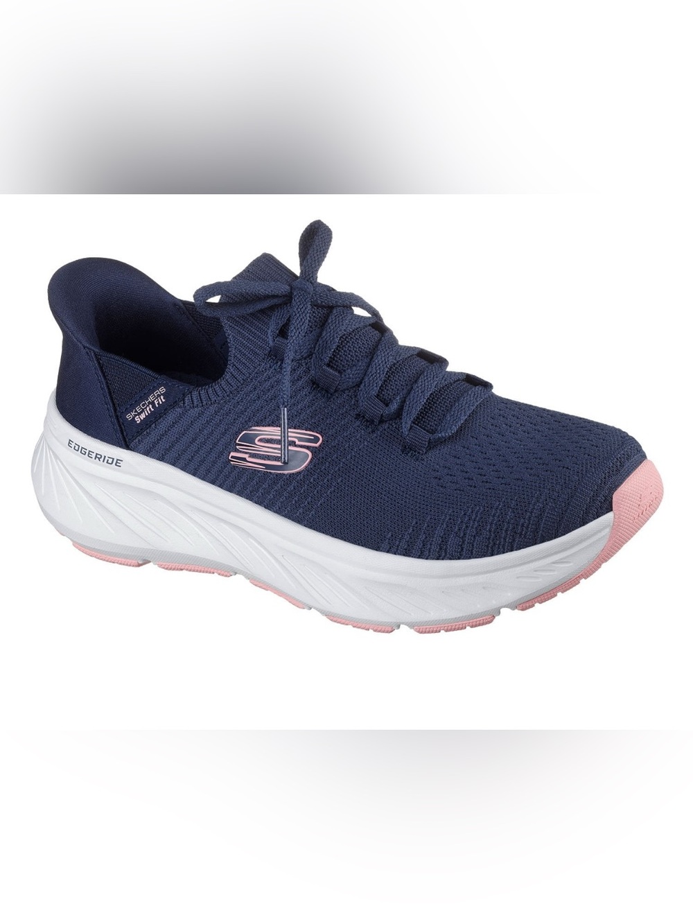 Skechers Women's Hands Free Swift Fit Edgeride Stretch Knit Sneaker-Navy-Sz 8